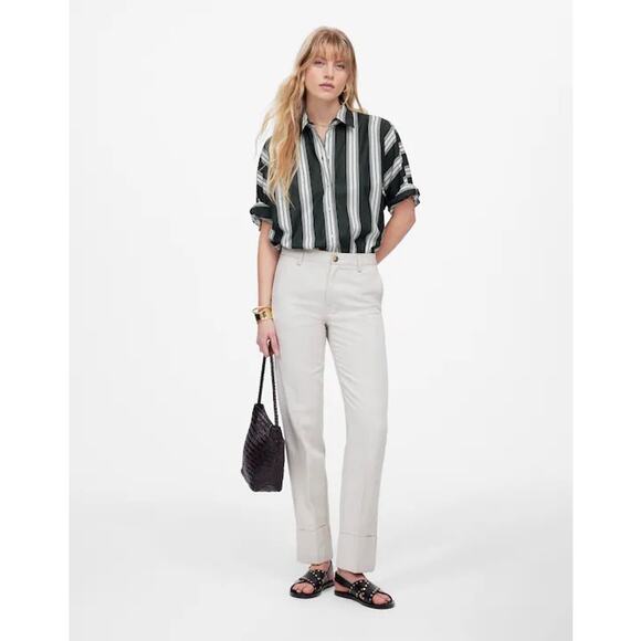 NWT Madewell Oversized Pleated-Sleeve Button-Up Shirt in Summit Green Size XS - Picture 2 of 10